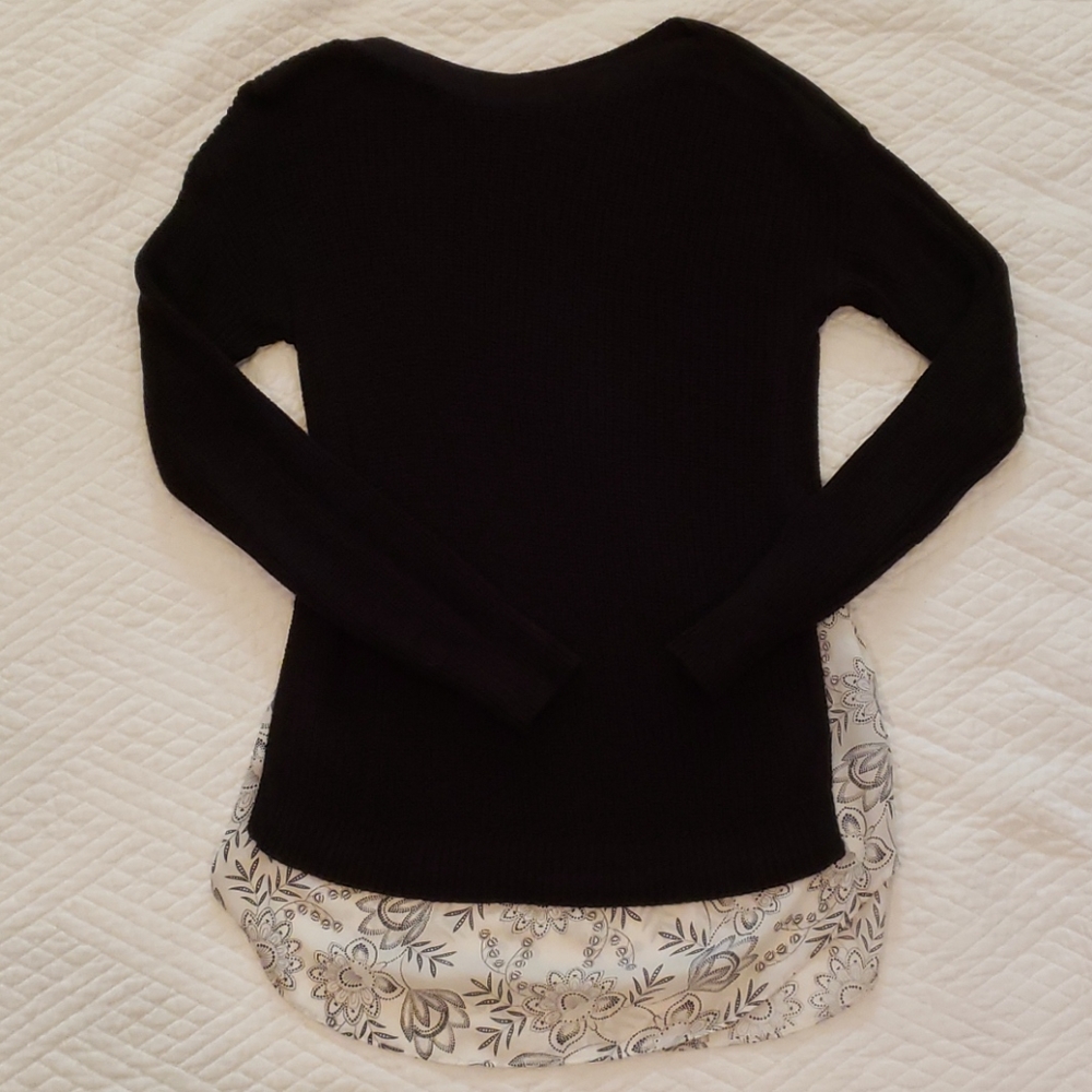 LOFT mixed media tunic length sweater